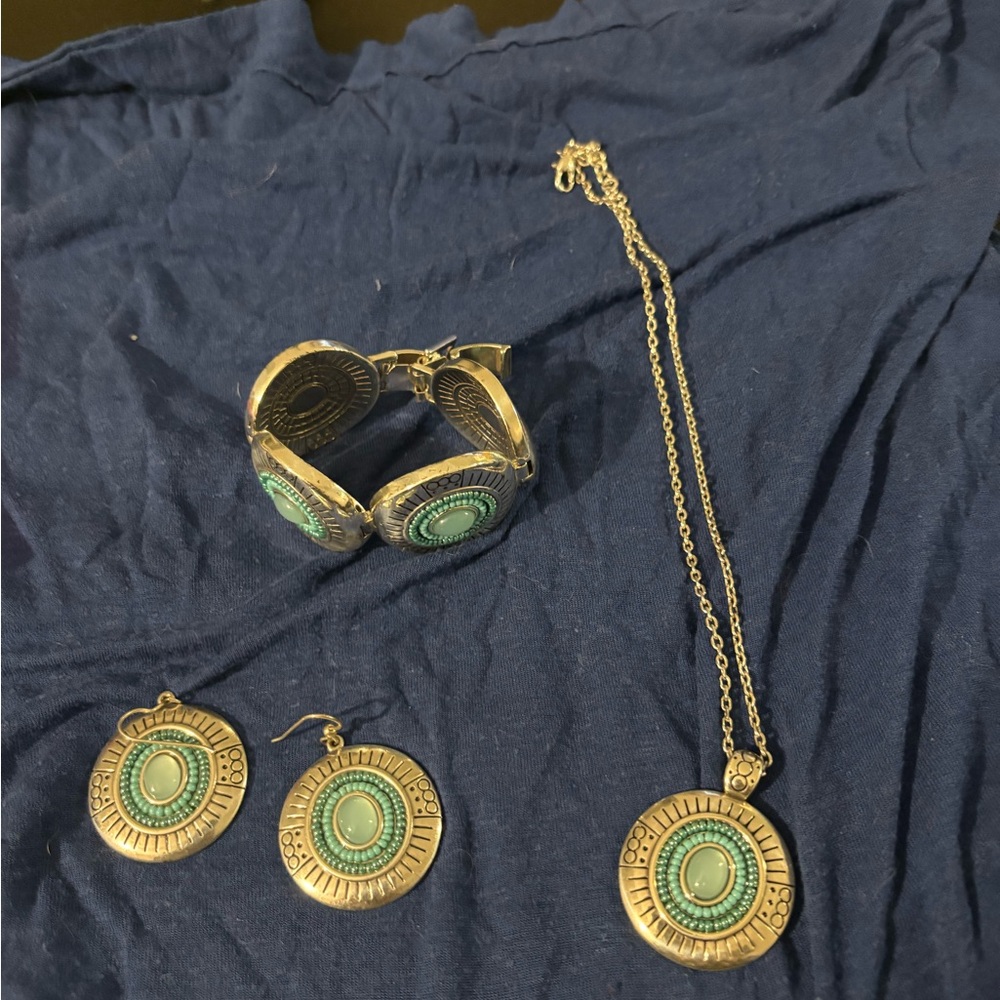 Brighton Gold-Tone Necklace, Bracelet & Earrings Set with Turquoise Accents